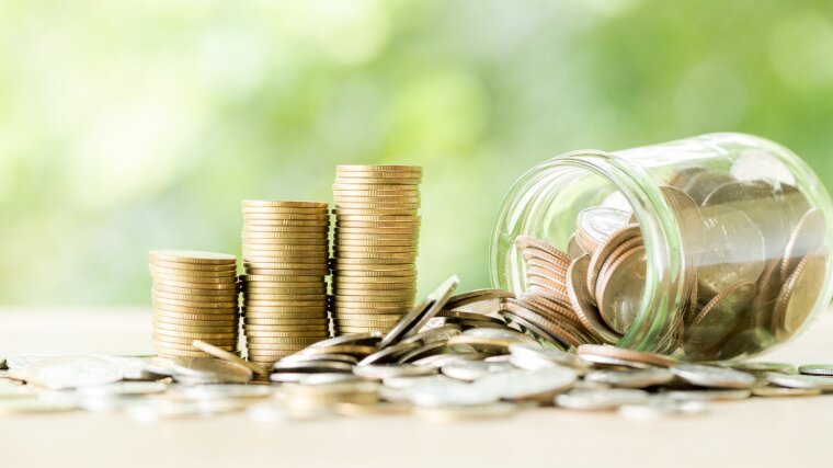 coin on wooden table