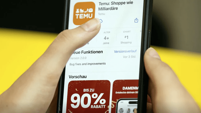 Handy mit Temu-App