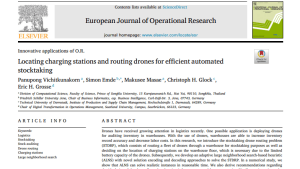 Auschnitt aus dem Locating charging stations and routing drones for efficient automated stocktaking Paper in EJOR